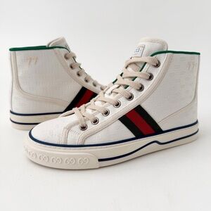 GUCCI | Tennis 1977 GG Canvas High Top Sneakers White Cream EU 36.5